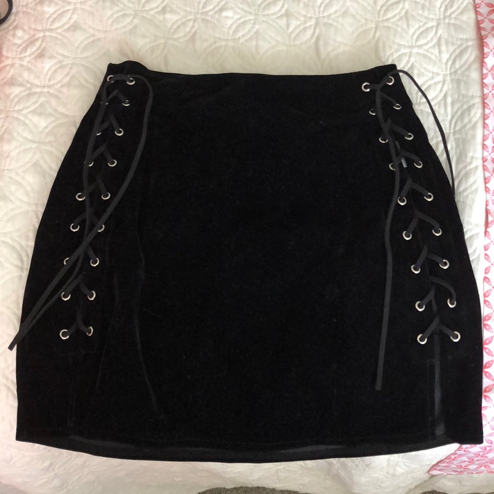 By The Way Velvet Lace Up Skirt
